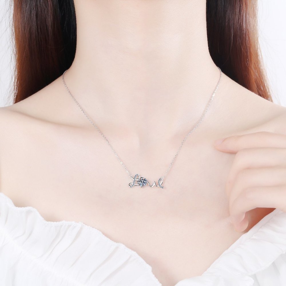 Certified 1ct. t.w. Moissanite Diamond Love Necklace NEW - Picture 2 of 9